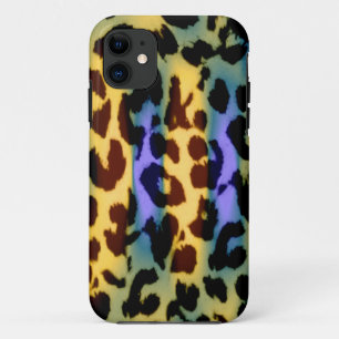 Animal print fur skin of leopard retro colourful 3 iPhone 11 case
