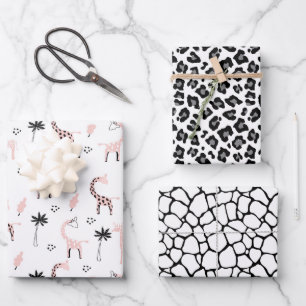 Animal print giraffe leopard skin print pattern wrapping paper sheet
