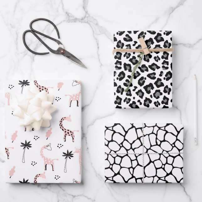 Animal print giraffe leopard skin print pattern wrapping paper sheet (Front)