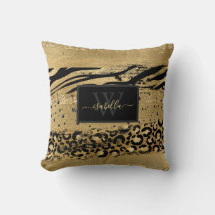Animal Print Gold Black Cushion