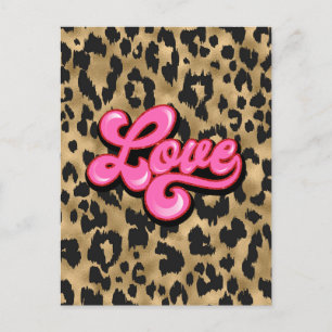 Animal Print Gold Love Postcard