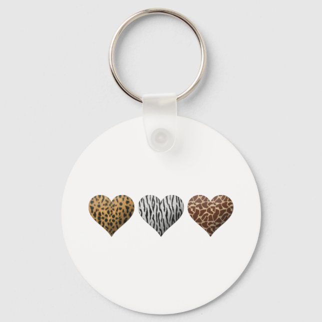 Animal Print Hearts Key Ring (Front)