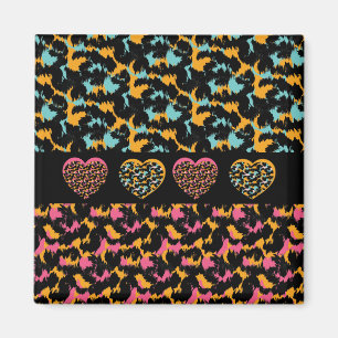 Animal Print Hearts Pattern Magnet