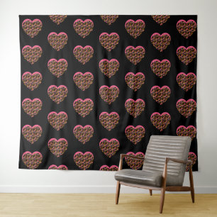 Animal Print Hearts Pattern  Tapestry
