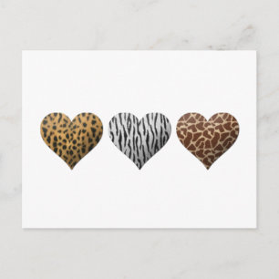 Animal Print Hearts Postcard