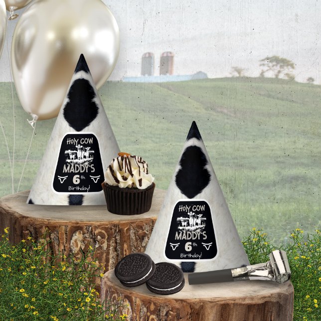 Animal Print Holy Cow Birthday Party Hat (Creator Uploaded)
