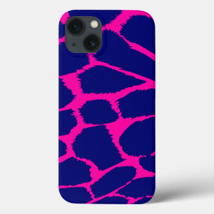 Animal print hot pink & blue  iPhone 13 case