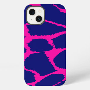 Animal print hot pink & blue iPhone 13 case