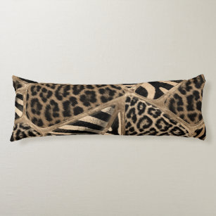 Animal Print - Leopard and Zebra - pastel gold Body Cushion