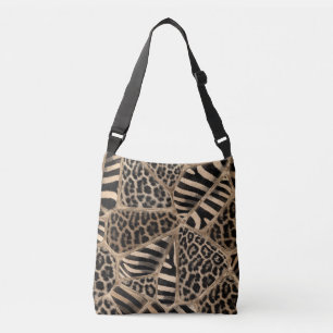 Animal Print - Leopard and Zebra - pastel gold Crossbody Bag