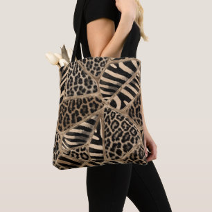 Animal Print - Leopard and Zebra - pastel gold Tote Bag