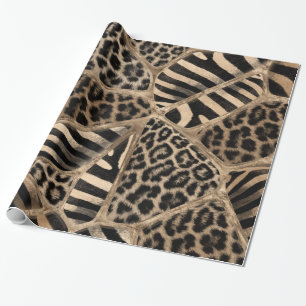 Animal Print - Leopard and Zebra - pastel gold Wrapping Paper