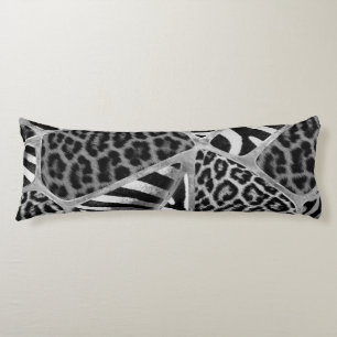 Animal Print - Leopard and Zebra - silver Body Cushion