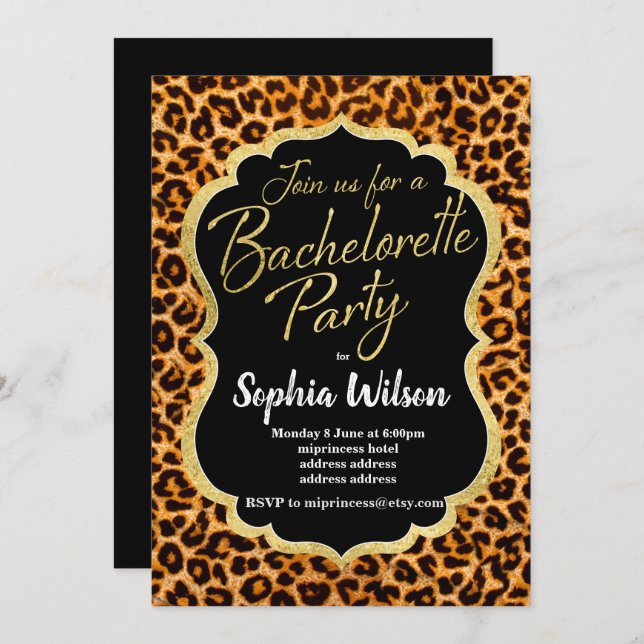 Animal print Leopard Bachelorette Party Invitation (Front/Back)