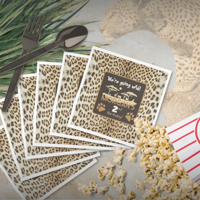 Animal Print Leopard Birthday Paper Napkin (Creator Uploaded)