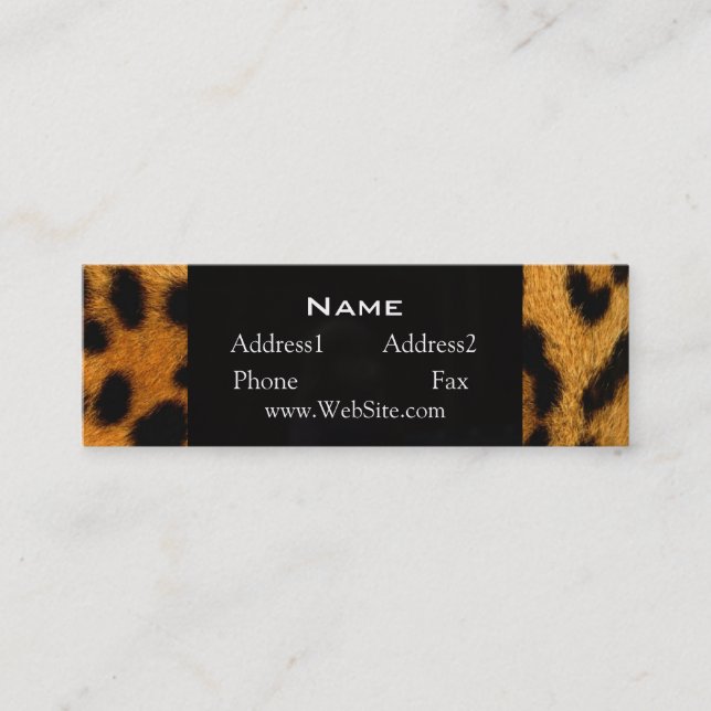 Animal Print Leopard Fur Skinny Business Card (Front)