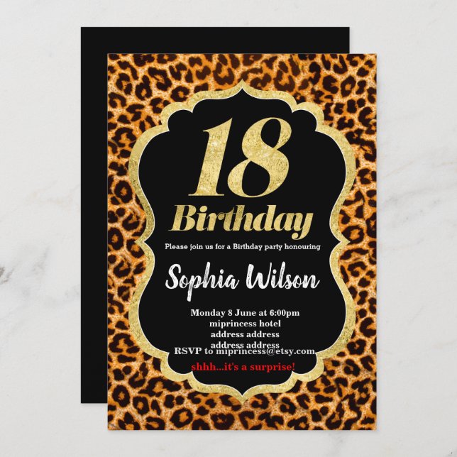 Animal print Leopard invitation (Front/Back)