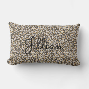 Animal Print Leopard Neutrals NAME Chic Trendy Lumbar Cushion