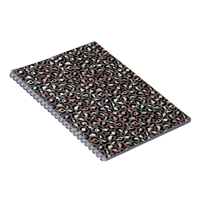 Animal Print Leopard Spots Black Pink Wild Animals Notebook (Right Side)