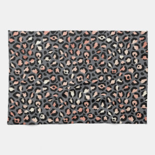 Animal Print Leopard Spots Black Pink Wild Animals Tea Towel