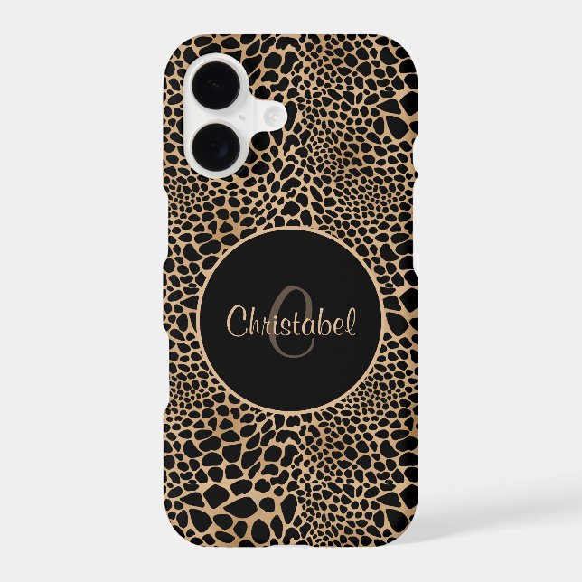 Animal Print Leopard Spots Black & Tan Custom Name (Back)