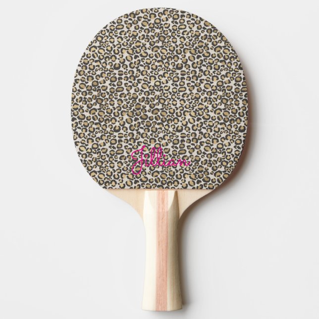 Animal Print Leopard Spots NAME Nuetrals Chic Game Ping Pong Paddle (Front)