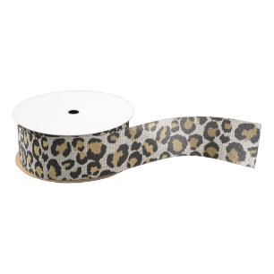 Animal Print Leopard Spots Nuetral Gift Wrap Grosgrain Ribbon