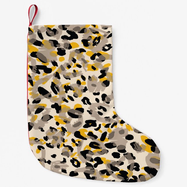 Animal print, leopard texture background small christmas stocking (Front)