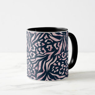 Animal print, leopard, tiger, blue, pink, skin, mug