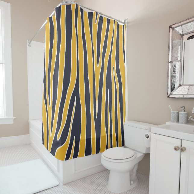 Animal print, modern design, vertical stripes shower curtain (In Situ)