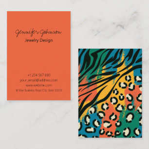 Animal Print Orange Colourful Business Card