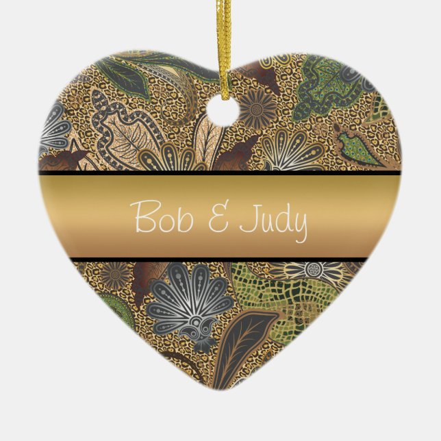 Animal Print Paisley Pattern Ceramic Tree Decoration (Front)