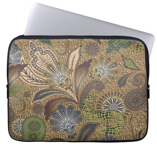 Animal Print Paisley Pattern Laptop Sleeve (Front)