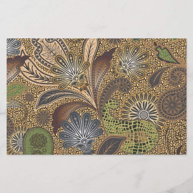 Animal Print Paisley Pattern Stationery (Front)