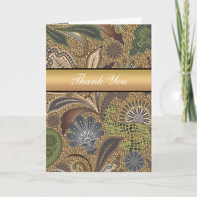 Animal Print Paisley Pattern Thank You Card (Front)