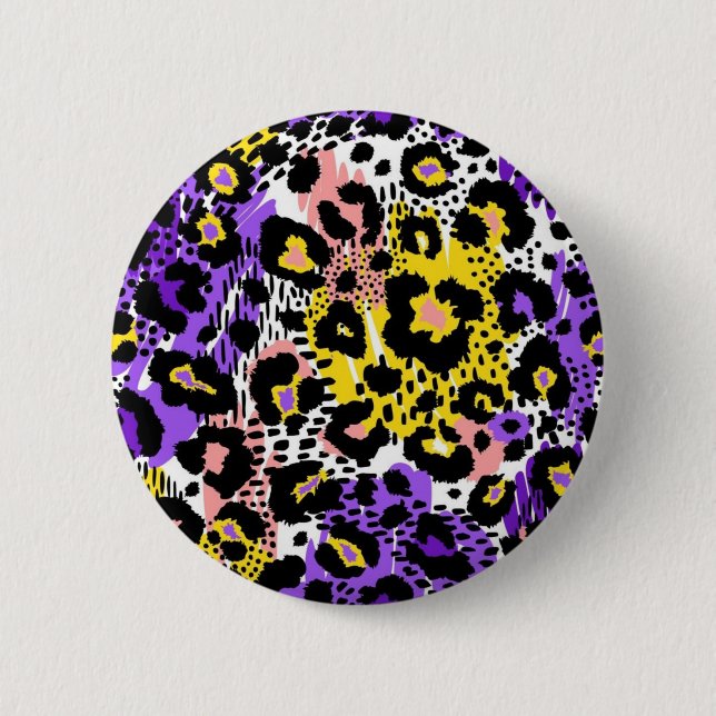 Animal print pattern 6 cm round badge (Front)