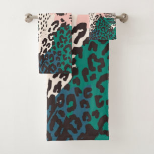 Animal print pattern bath towel set