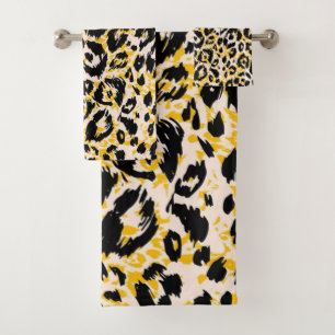 Animal print pattern bath towel set