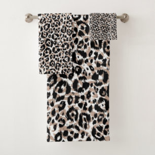 Animal print pattern bath towel set