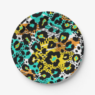 Animal print pattern paper plate