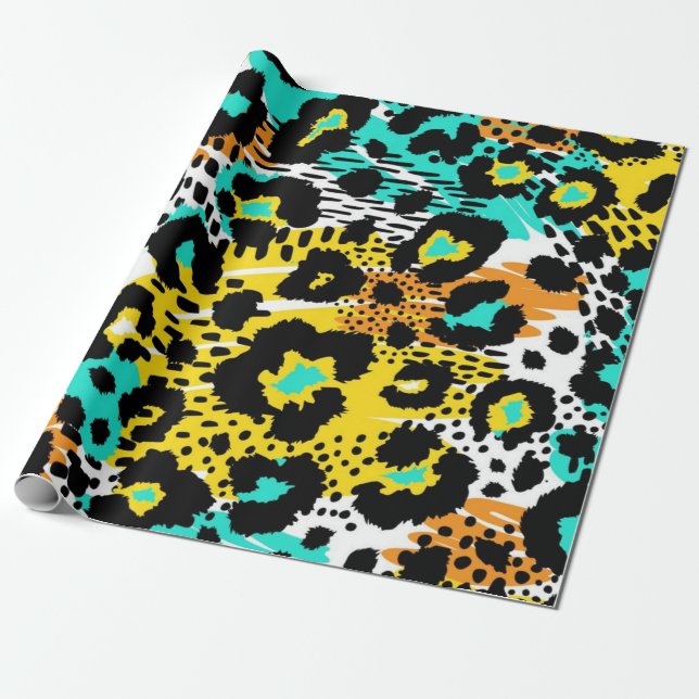 Animal print pattern wrapping paper (Unrolled)