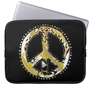 Animal Print Peace sign I + your backgr. & ideas Laptop Sleeve