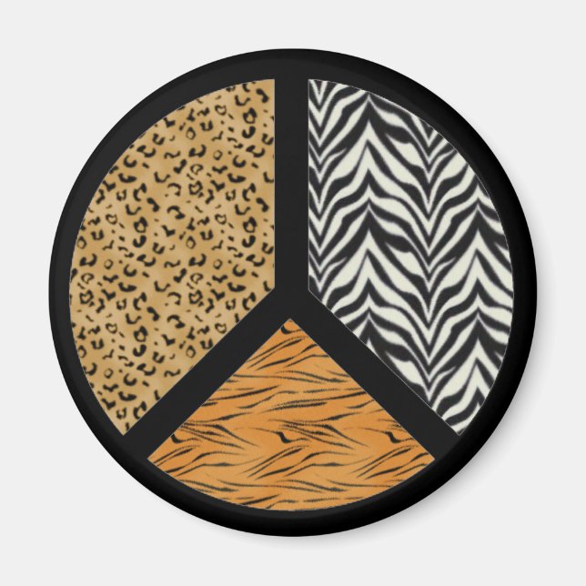 Animal Print Peace Sign Magnet (Front)