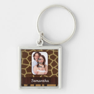 Animal print photo background key ring