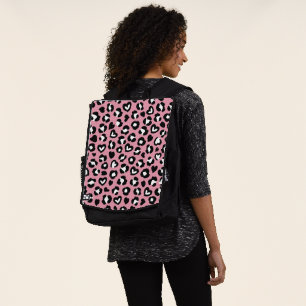 Animal Print, Pink Leopard, Cheetah Spots, Hearts Backpack
