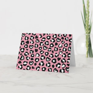 Animal Print, Pink Leopard, Cheetah Spots, Hearts Card