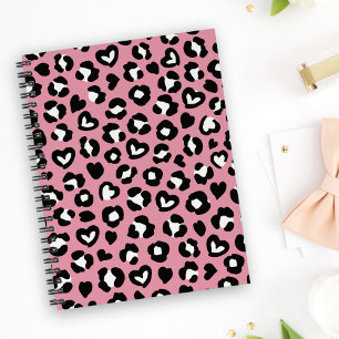 Animal Print, Pink Leopard, Cheetah Spots, Hearts Notebook