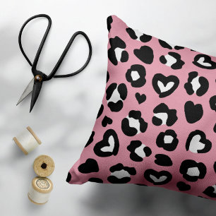 Animal Print, Pink Leopard, Cheetah Spots, Hearts Pillowcase
