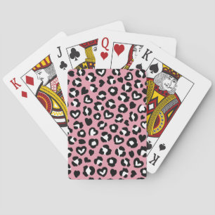 Animal Print, Pink Leopard, Cheetah Spots, Hearts Playing Cards
