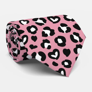 Animal Print, Pink Leopard, Cheetah Spots, Hearts Tie